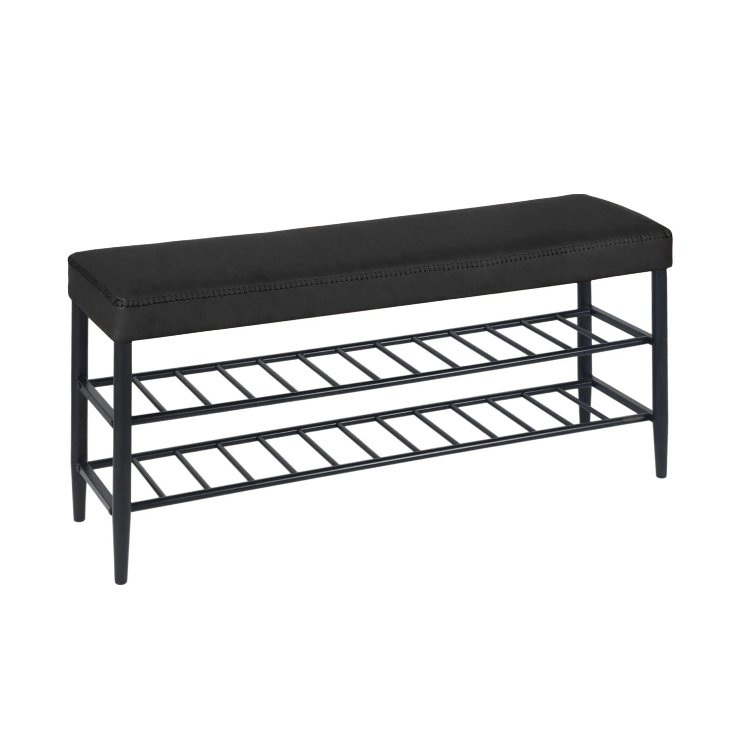 Relaxdays Schuhbank Eisen Schwarz 2 Ablagen 50 cm x 100 cm x 30 cm 7 kg
