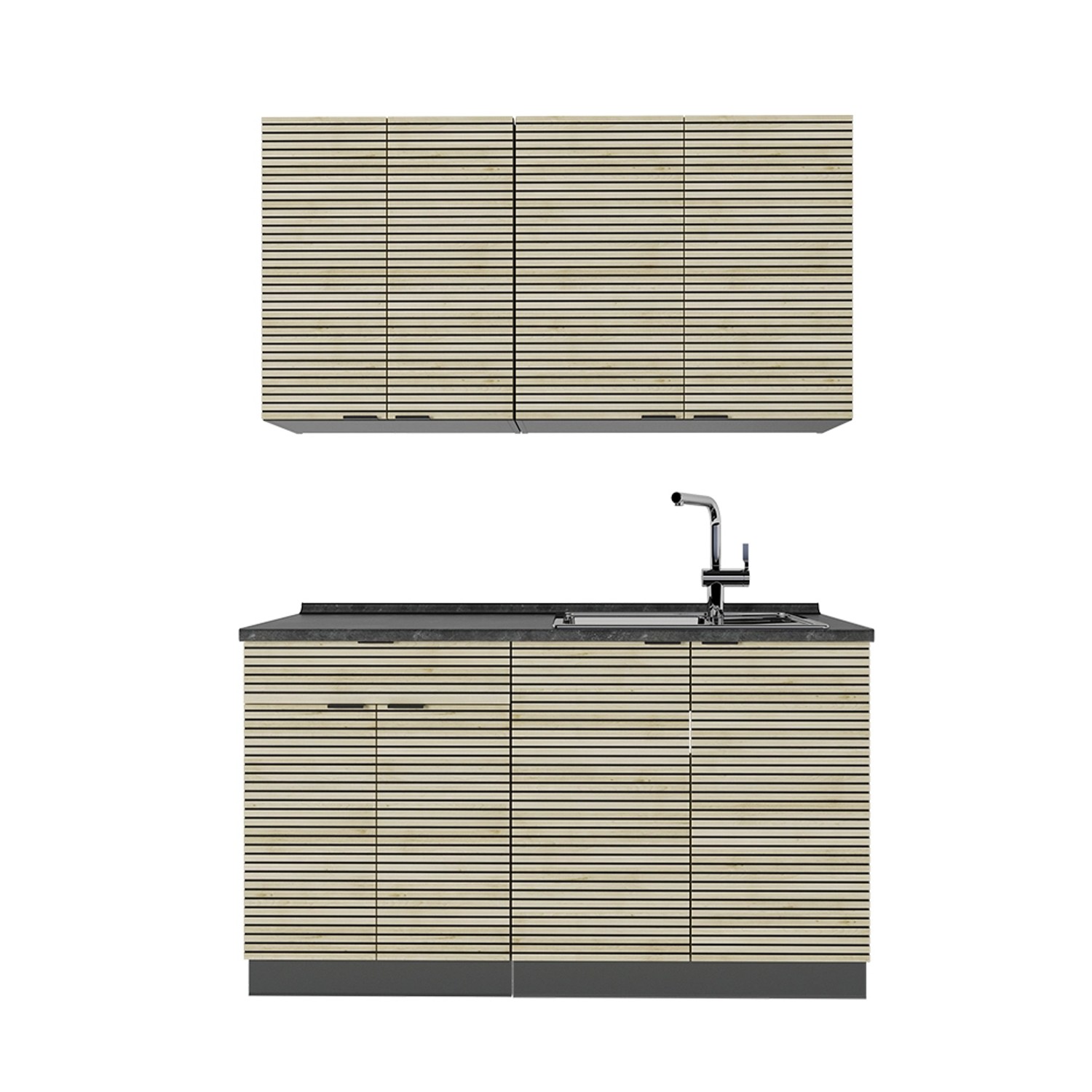 Vicco Fame-Line Singleküche Eiche Paneel/Anthrazit 140 cm AP Anthrazit günstig online kaufen
