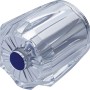 Transparenter Acrylgriff (26 mm) für Armaturen, mit blauer Kaltwasserkennzeichnung.
