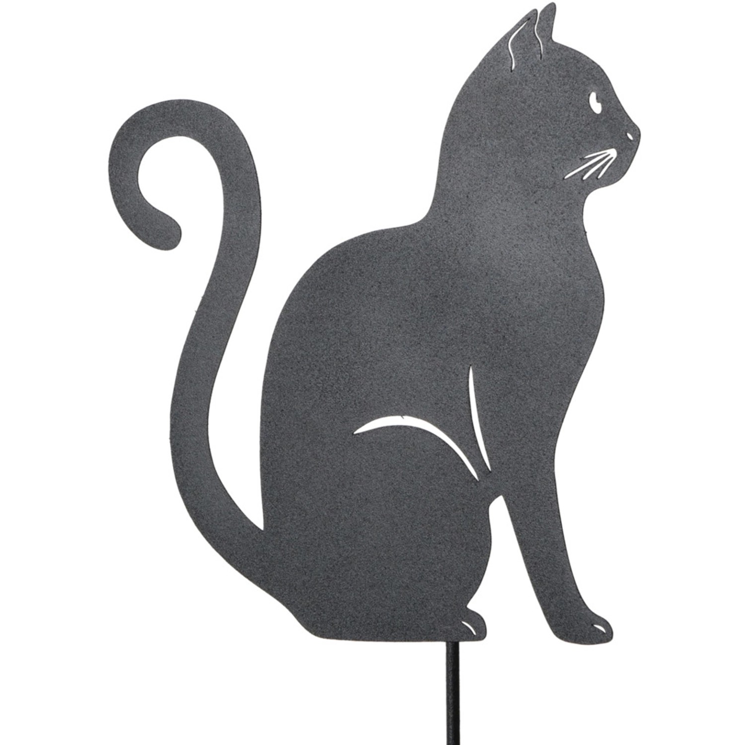 Boltze Gartenstab Bella Katze 36 cm x 18 cm x 1 cm Schwarz Matt