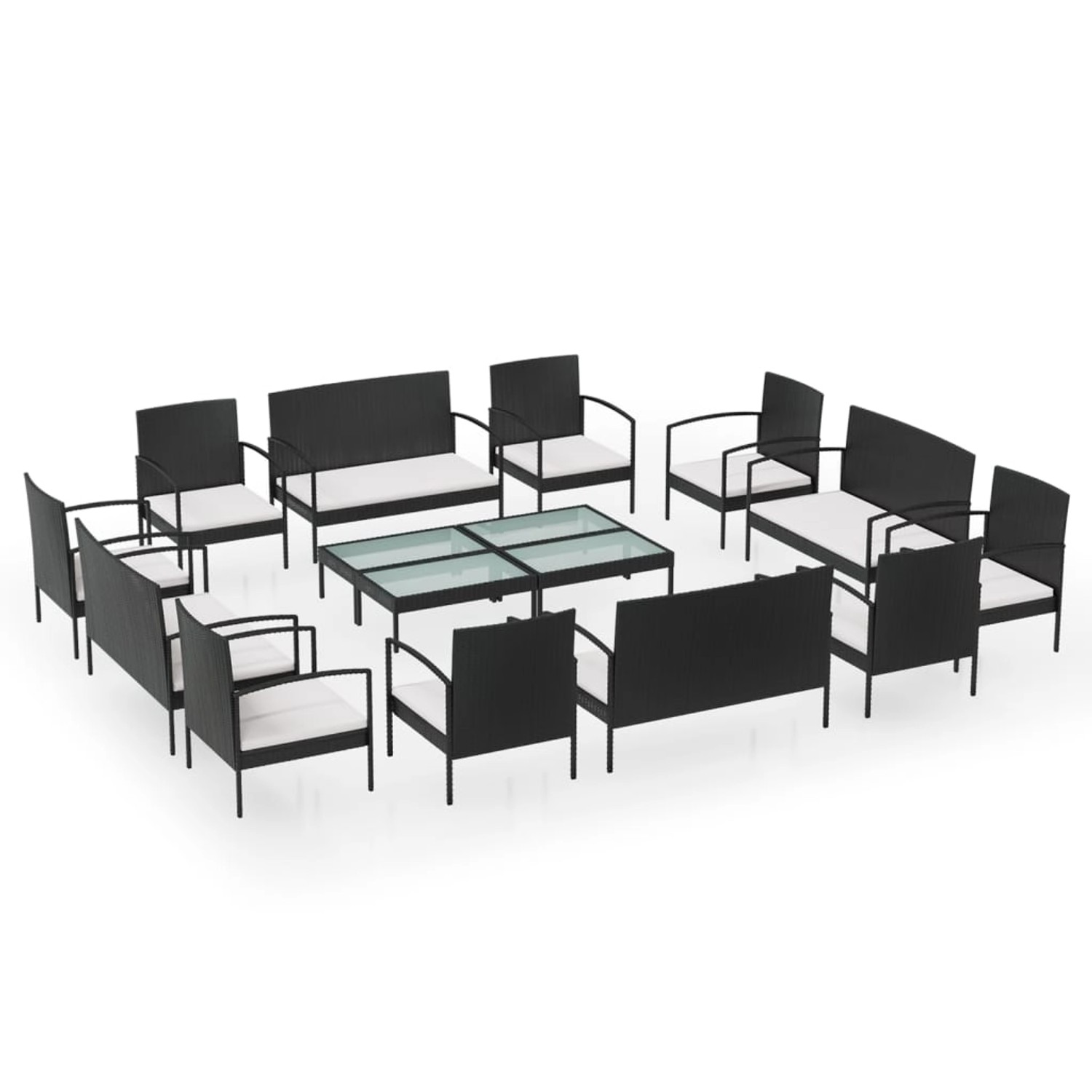 16-tlg. Garten-lounge-set Mit Auflagen Poly Rattan Schwarz günstig online kaufen