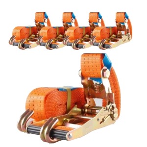 5er Set TRUTZHOLM Ratschen Spanngurte, 5 m Länge, 4 t Zugkraft, orange, für Autoanhänger.