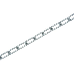 Feuerverzinkte Rundstahlkette, langgliedrig, 5 mm, als Meterware.