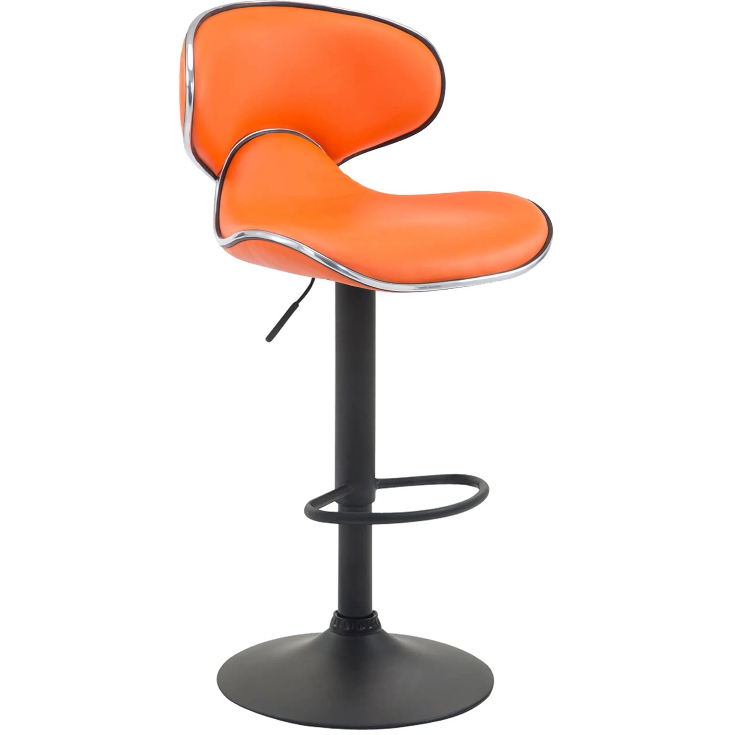 DELUKE Barhocker FAMIR Kunstleder Orange 46x49x88cm Schwarz Barstuhl Mit Lehne Tresenhocker Tresenstuhl