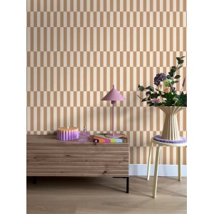 ESTAhome Tapete Streifen Beige und Braun 53 cm x 10.05 m