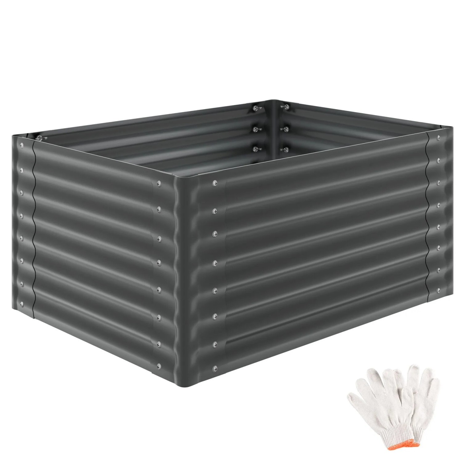 Tectake Hochbeet Salvia Aus Verzinktem Stahl 650 Liter Fassungsvermögen  120 x 90 x 62 cm Grau