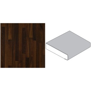 Arbeitsplatte Noce Butcherblock, 60 cm breit, Holzdekor, abgerundete Kante.