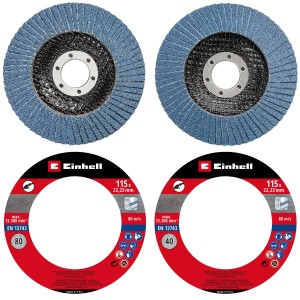 Einhell Fächerscheiben-Set, 115 mm, Körnung 40 und 80, für Winkelschleifer.