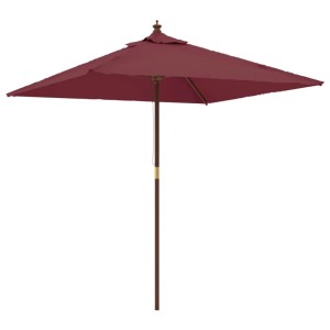 Quadratischer, bordeauxroter vidaXL Sonnenschirm mit Holzmast für Garten und Terrasse.
