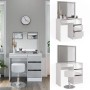 Vicco Schminktisch Sherry Weiß Hochglanz mit LED-Spiegel und Hocker, 90 cm breit.