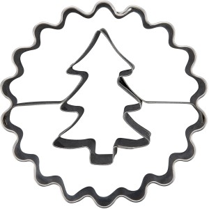 Zenker Ausstecher Linzer mit Tannenbaum, silberner Plätzchenausstecher für Weihnachtskekse.