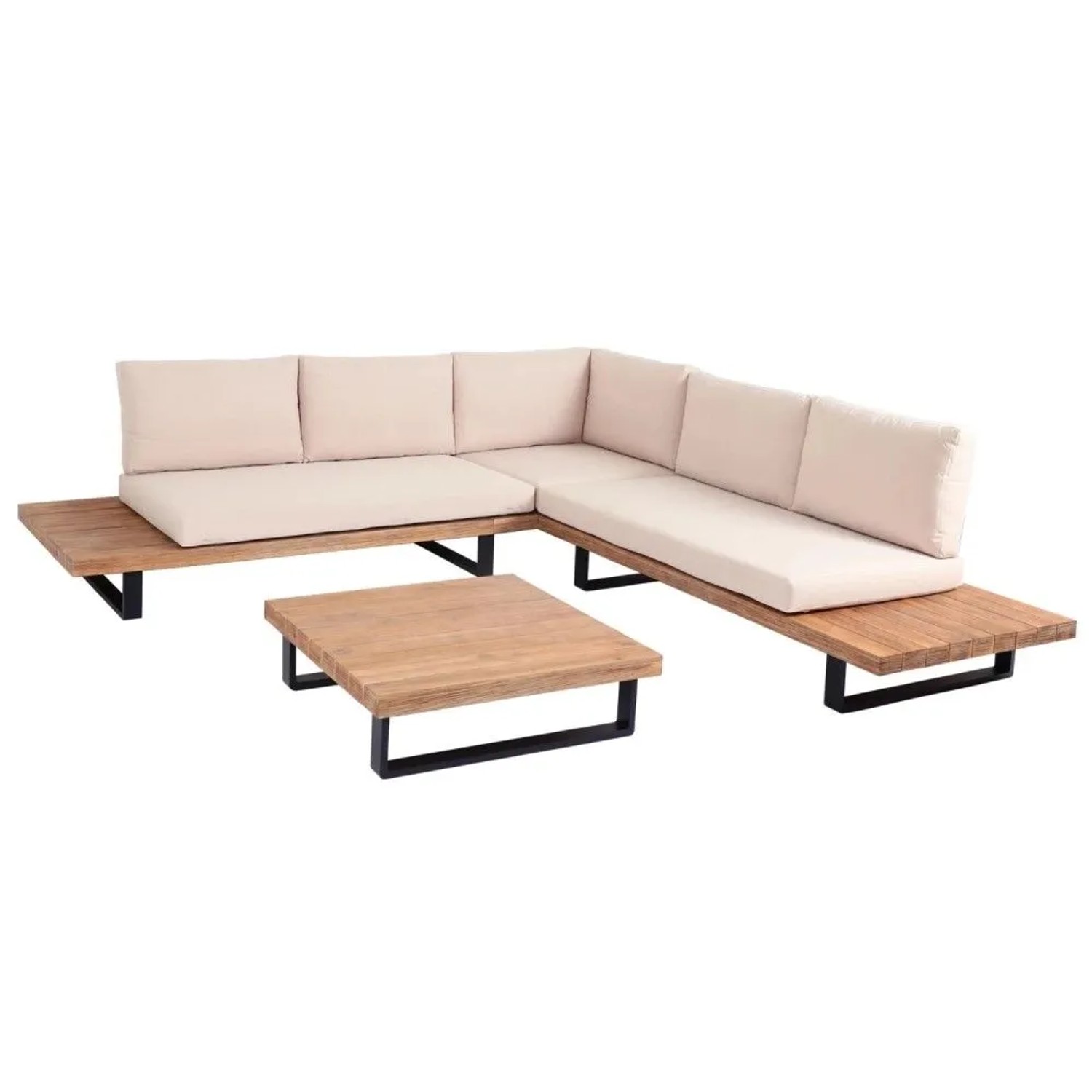 MCW Garten-Garnitur H54 2er-Set Hellbraun Polster Beige