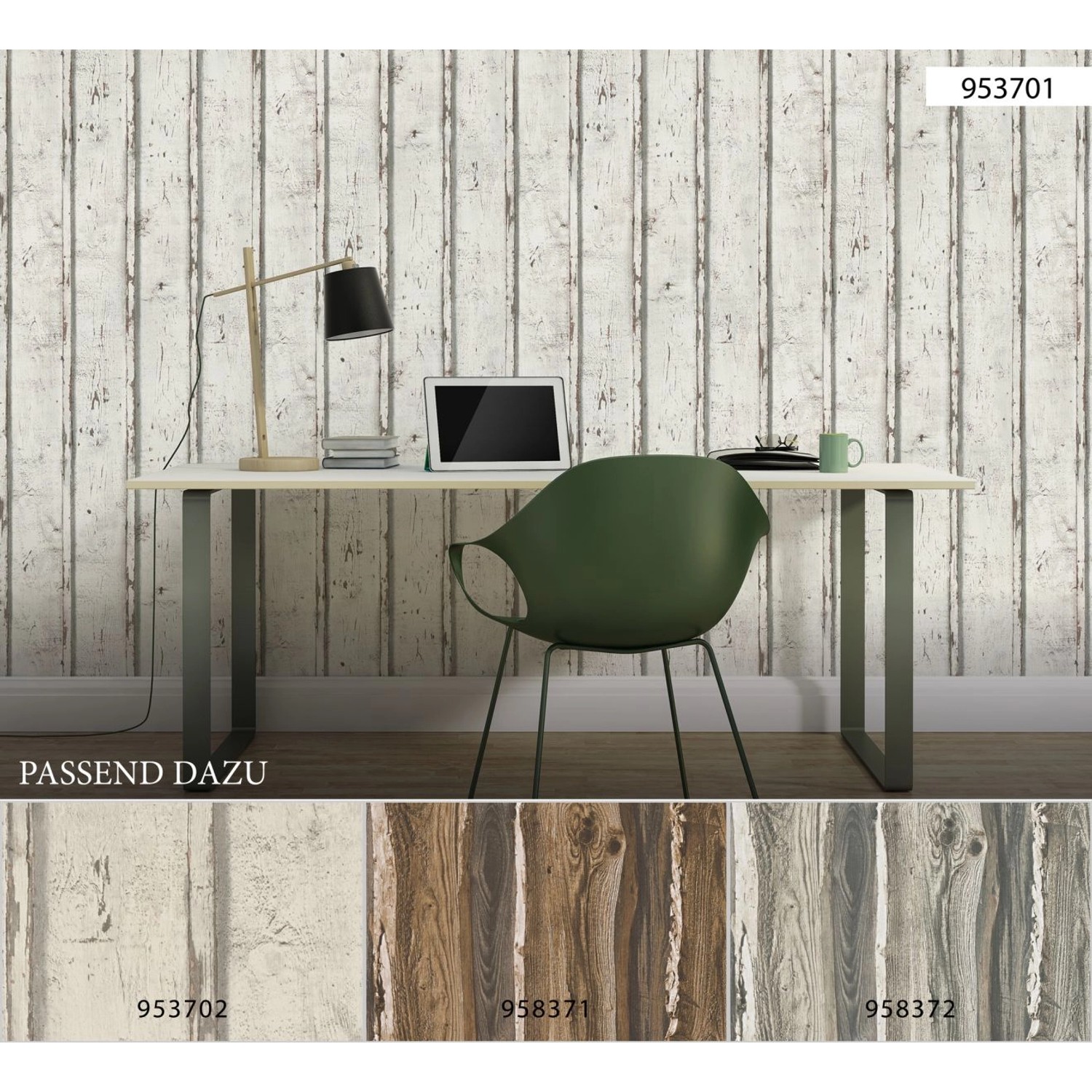 Thumbnail - A.S. Création Tapete Holzoptik Weiß Creme-Beige und Grau 53 cm x 10,05 m AS-953701