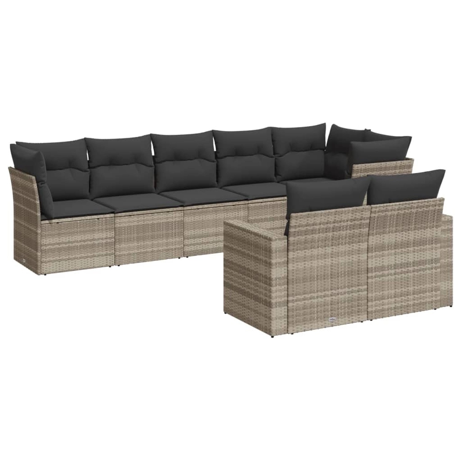 vidaXL 8-Tlg Garten-Sofagarnitur mit Kissen Hellgrau Poly Rattan 3219212 günstig online kaufen