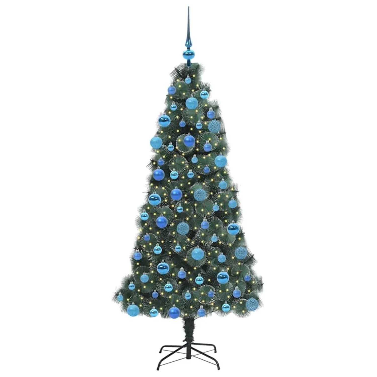 vidaXL Künstlicher Vorbeleuchteter Weihnachtsbaum mit Kugelset 180 cm 3396173