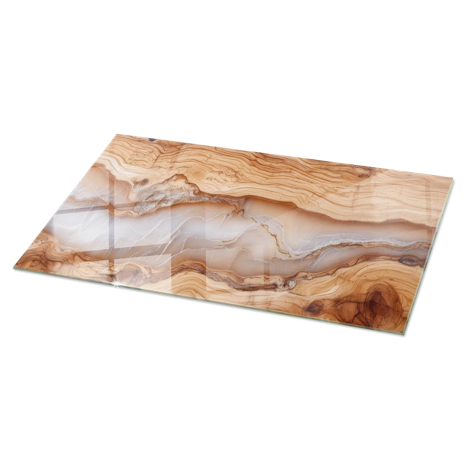Tulup Tischplatte Naturholz mit Harz Glastischplatte 120x60 cm Beige Tischplatte Rechteckige Glasplatte für Tisch Tischp...
