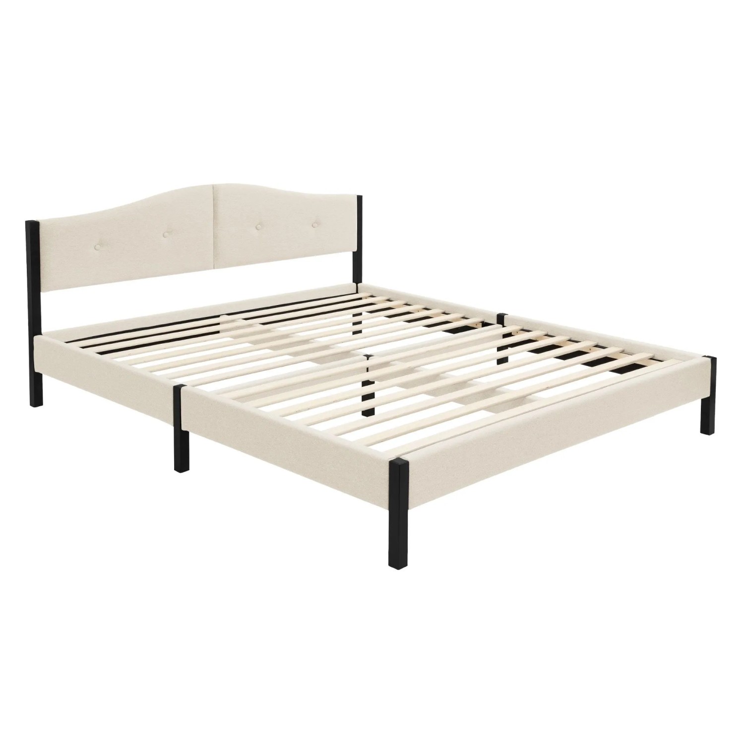 ML-Design Polsterbett 160x200 cm Beige mit Lattenrost und Leinenstoff