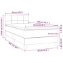 vidaXL Boxspringbett dunkelbraun, 90x200 cm, Stoff. Bett mit Matratze, Topper und Kopfteil. Schemazeichnung mit Maßen.