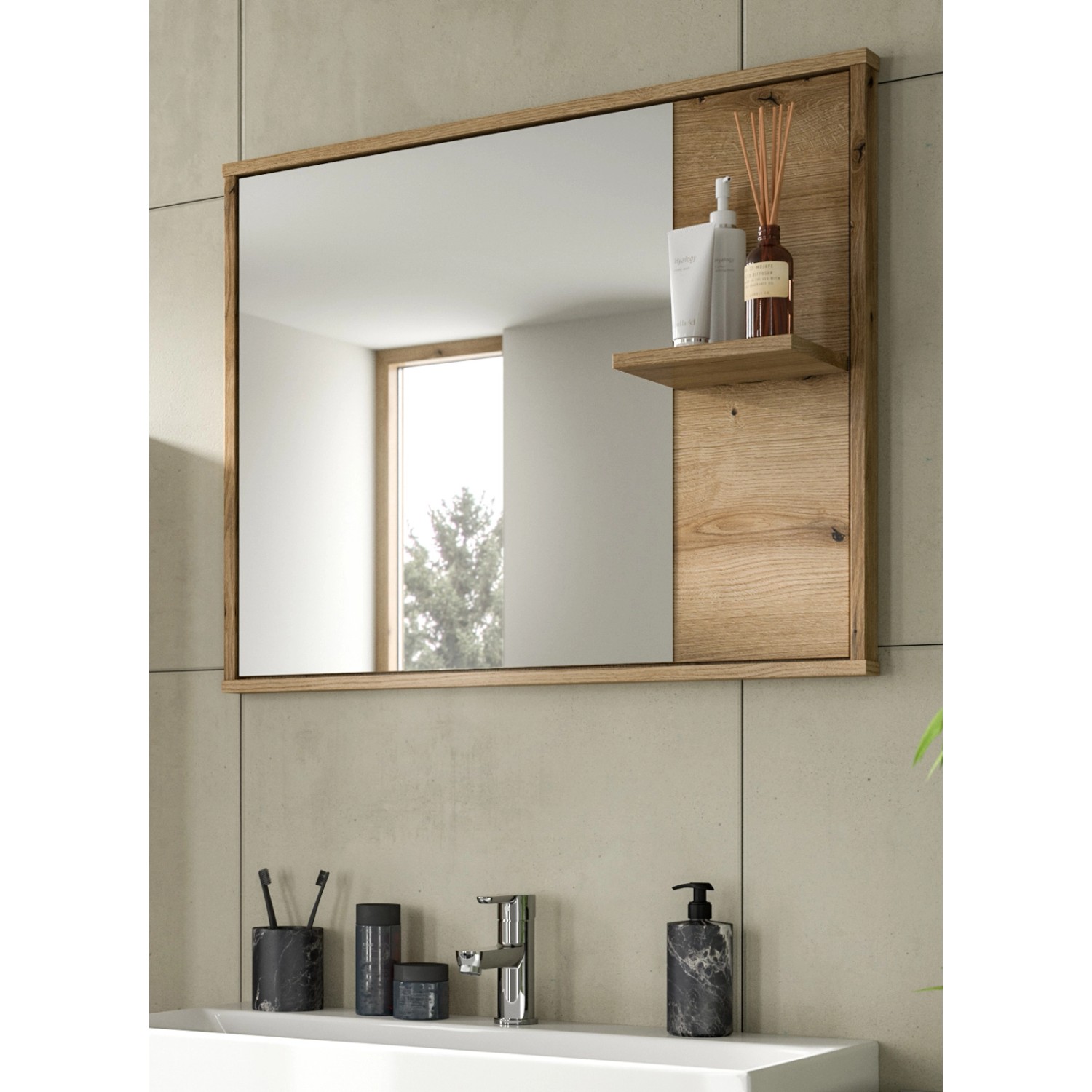 Inn.Furn Badspiegel Evoke Eiche 84 cm mit Ablage Celia günstig online kaufen