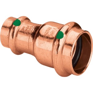 Viega Profipress Reduziermuffe, Kupfer, für Rohre mit 18 mm und 15 mm Durchmesser.