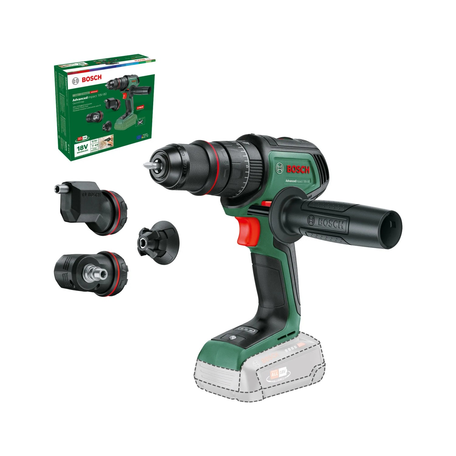 Bosch 18 V Akku-Schlagbohrmaschine Advanced Impact 18V-80 Solo