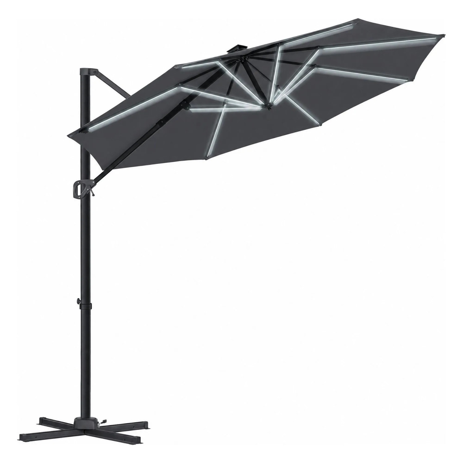 KESSER Ampelschirm SUN XL Drehbar UV50+ Ø 330 cm Anthrazit mit LED