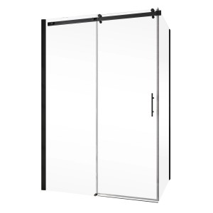 Schulte Schiebetür Alexa Style 2.0 mit Seitenwand, 200x80 cm, mattschwarz. Duschwand mit Schiebetür.