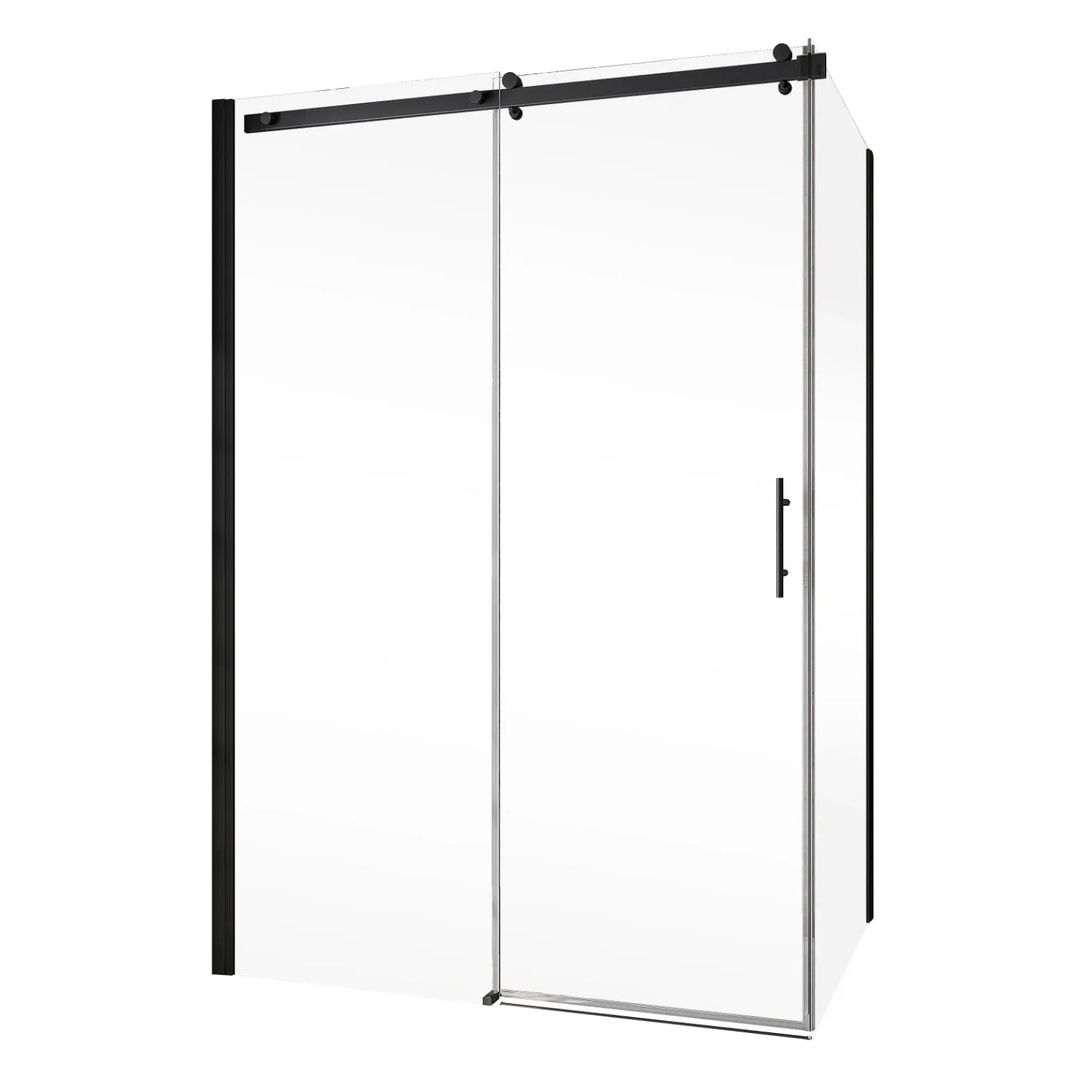 Schulte Schiebetür Alexa Style 2.0 mit Seitenwand, 200x80 cm, mattschwarz. Duschwand mit Schiebetür.