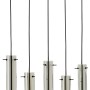 Moderne, 5-flammige Pendelleuchte Glasini in Schwarz Matt mit Rauchglas-Zylindern.