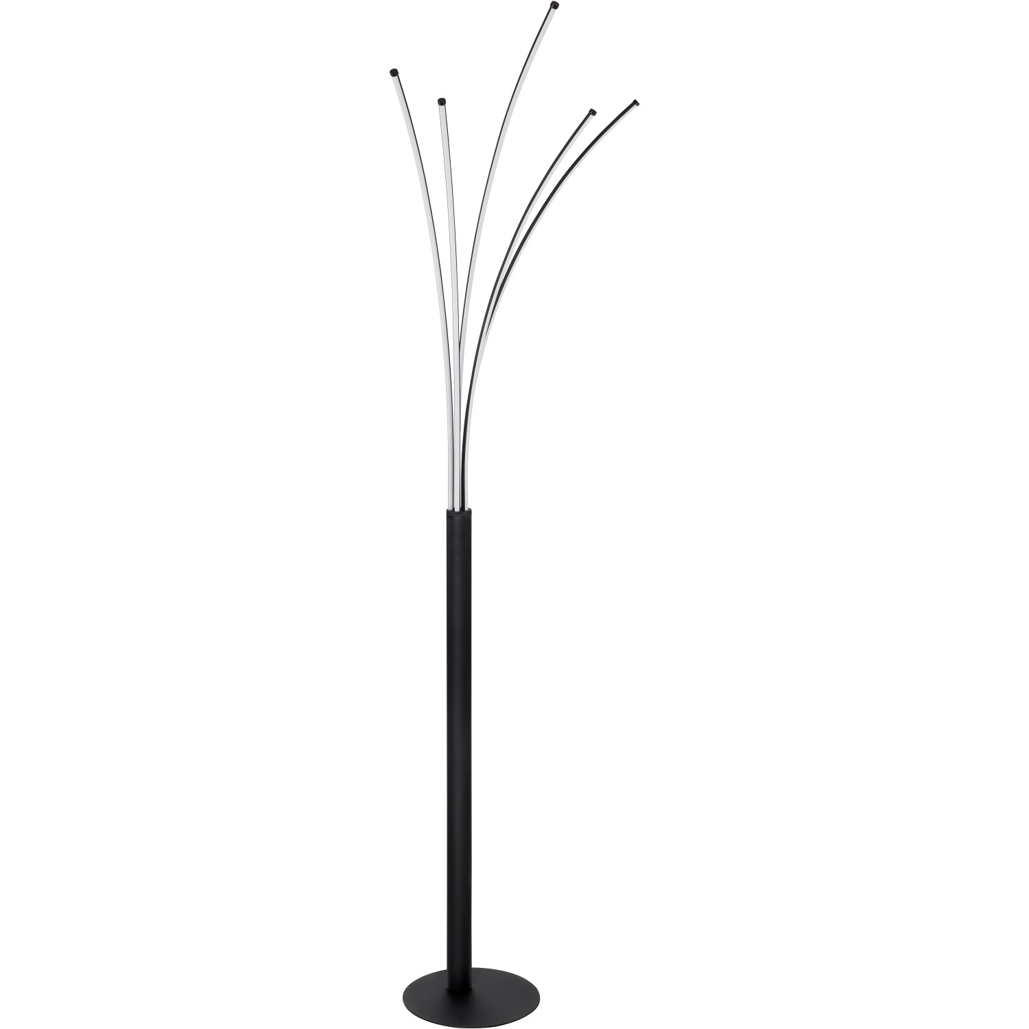Moderne LED-Stehlampe Bizzy in Schwarz matt, dimmbar und per App steuerbar.