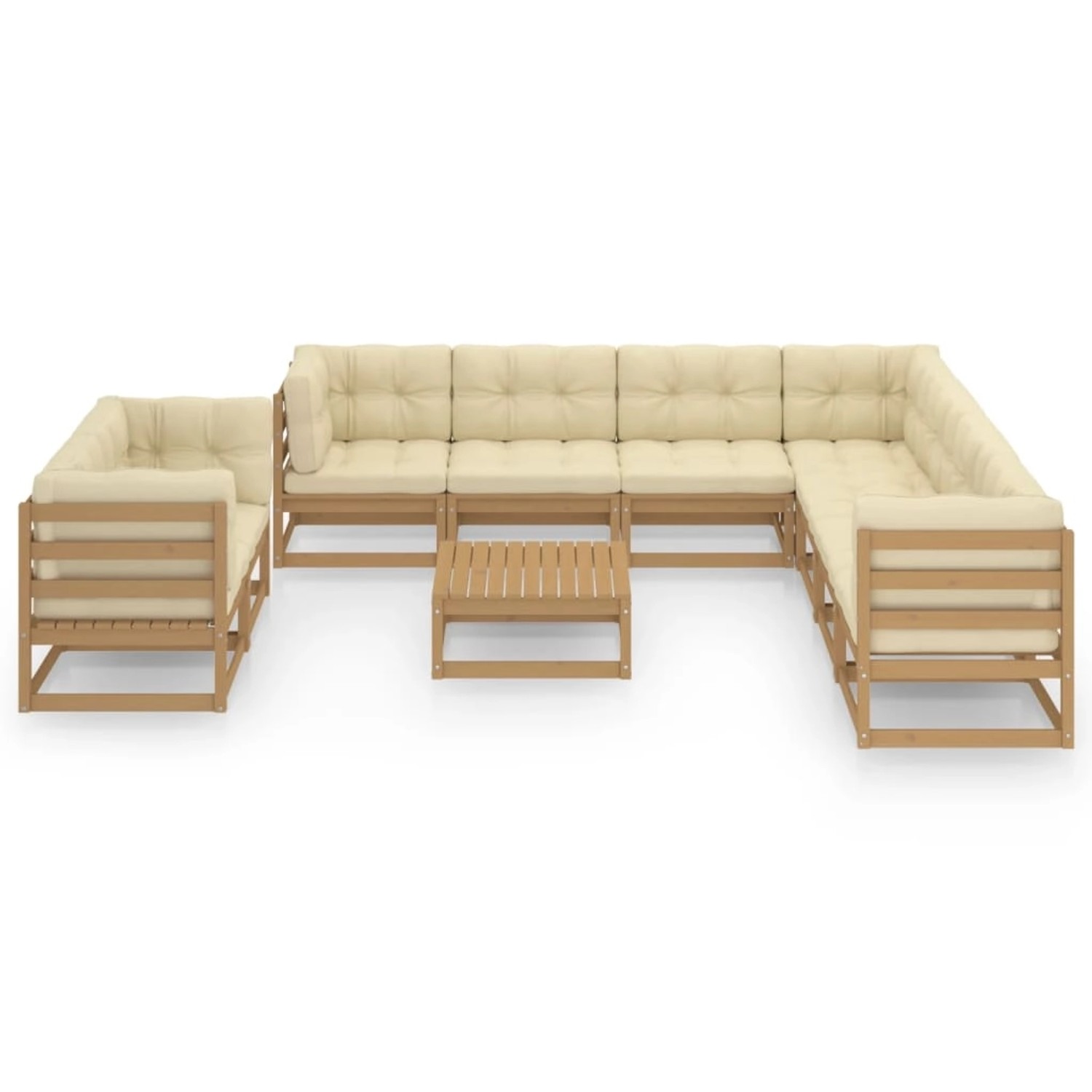 10-tlg. Garten-lounge-set Kissen Honigbraun Kiefer Massivholz günstig online kaufen