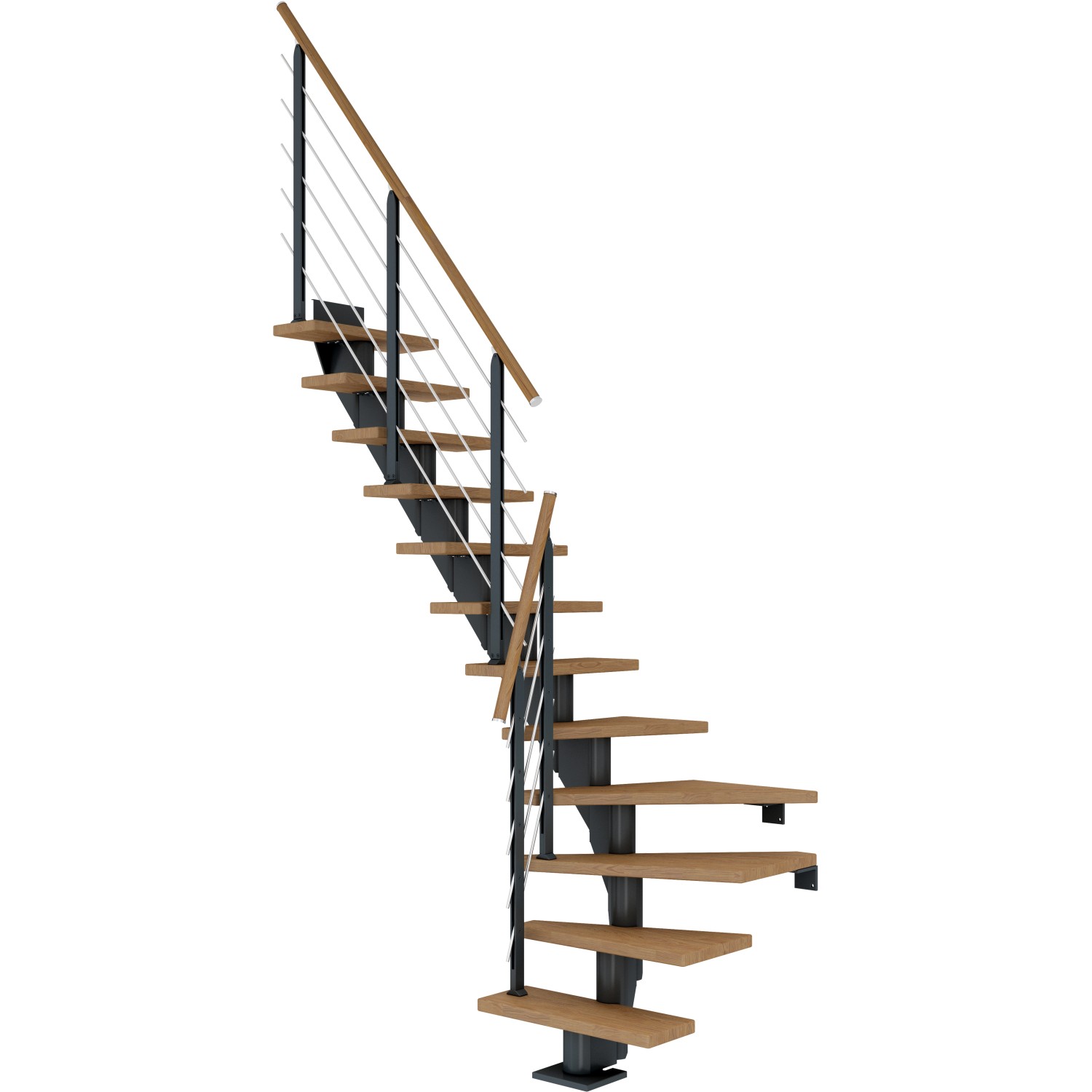 Dolle Mittelholmtreppe Frankfurt Eiche Anthrazit GH bis 279 cm 1/4 - gew. 75 cm