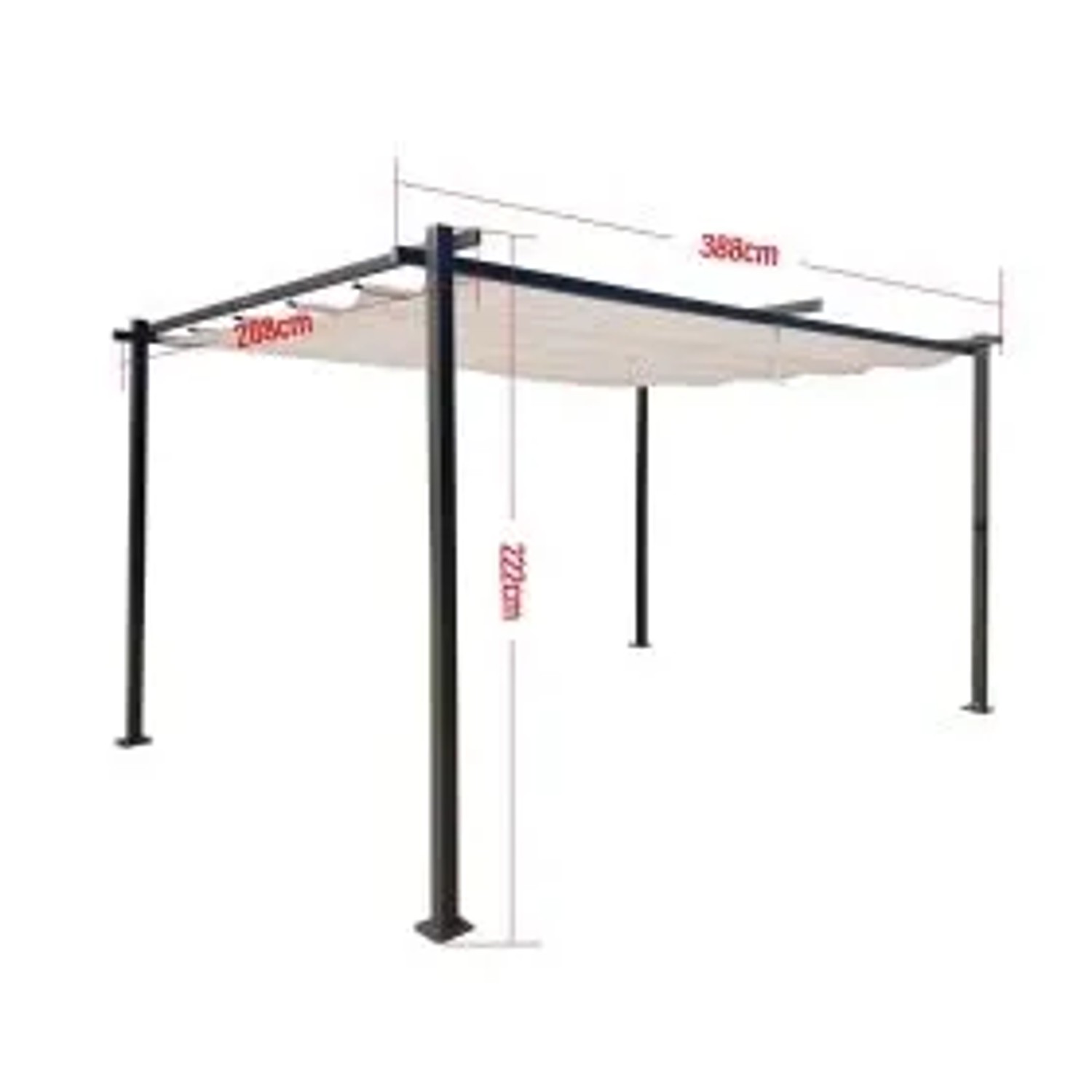 Jet-Line Gartenpavillon Luxor Light, 3x4 m, anthrazit/beige, mit Maßen. Ideal als Sonnenschutz.