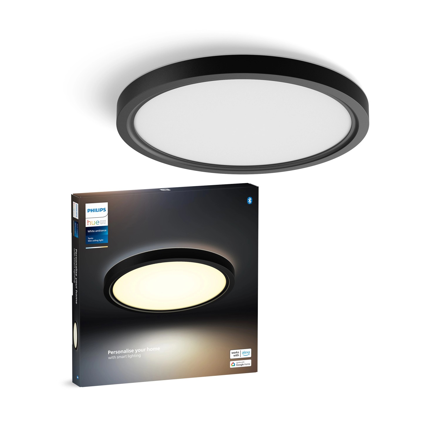Philips Hue LED-Panel Tento White Ambiance S Schwarz Ø 29,1 cm