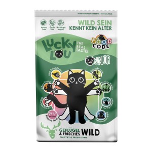Lucky Lou Katzen-Trockenfutter Senior Geflügel & Wild 750g. Alleinfutter für ältere Katzen mit Geflügel und Wild.