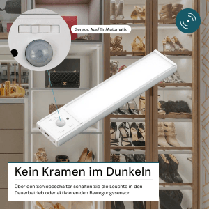 LUXULA LED Unterbauleuchte Akku CCT Warm -Kaltweiß Dimmbar Magnetische Schrankleuchte mit Bewegungsmelder Kabellos Küchenleiste Silber 20cm USB-C