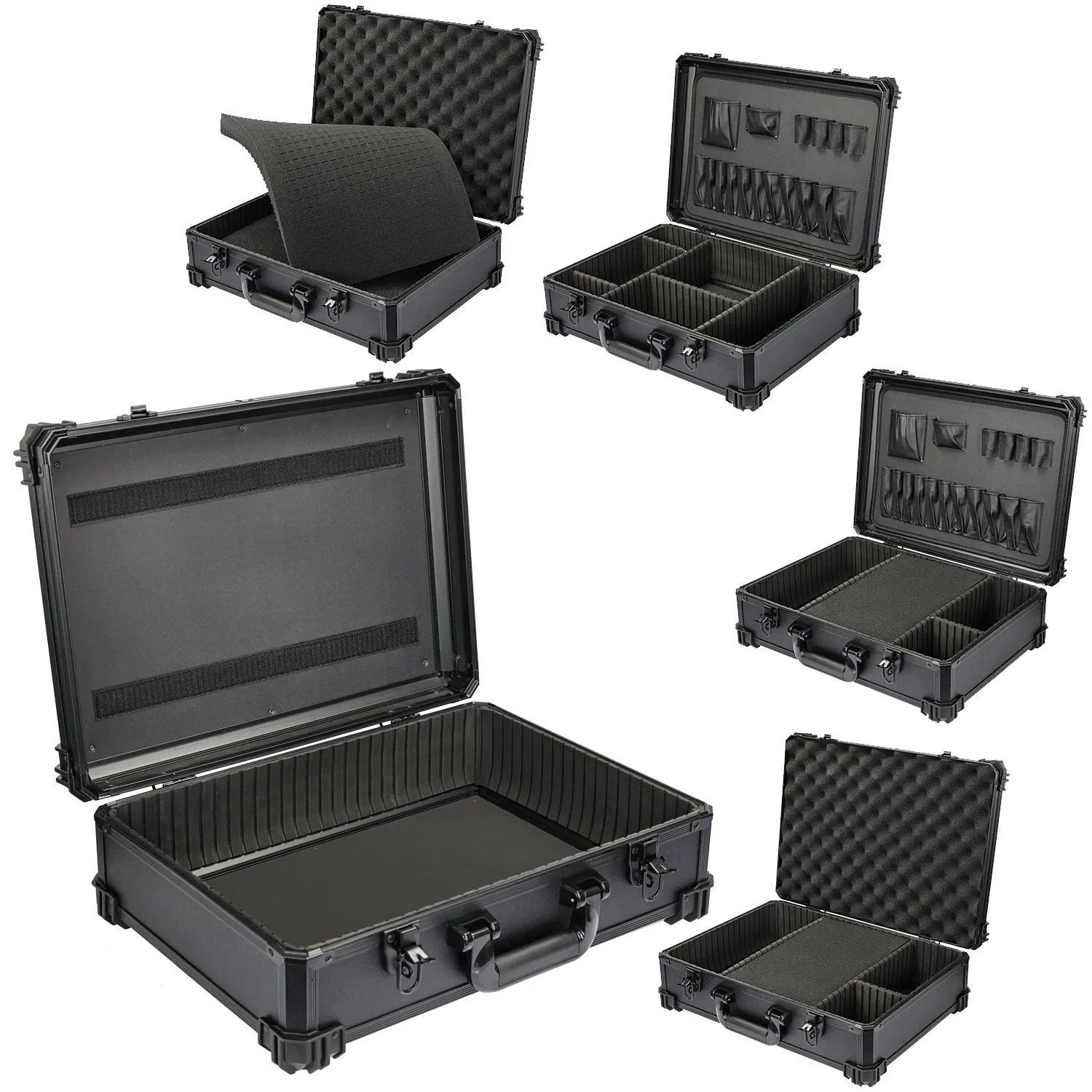 HMF 15701-02 Werkzeugkoffer Leer Werkzeugkasten Groß Rasterschaumstoff 46 x 33 x 15 cm_2