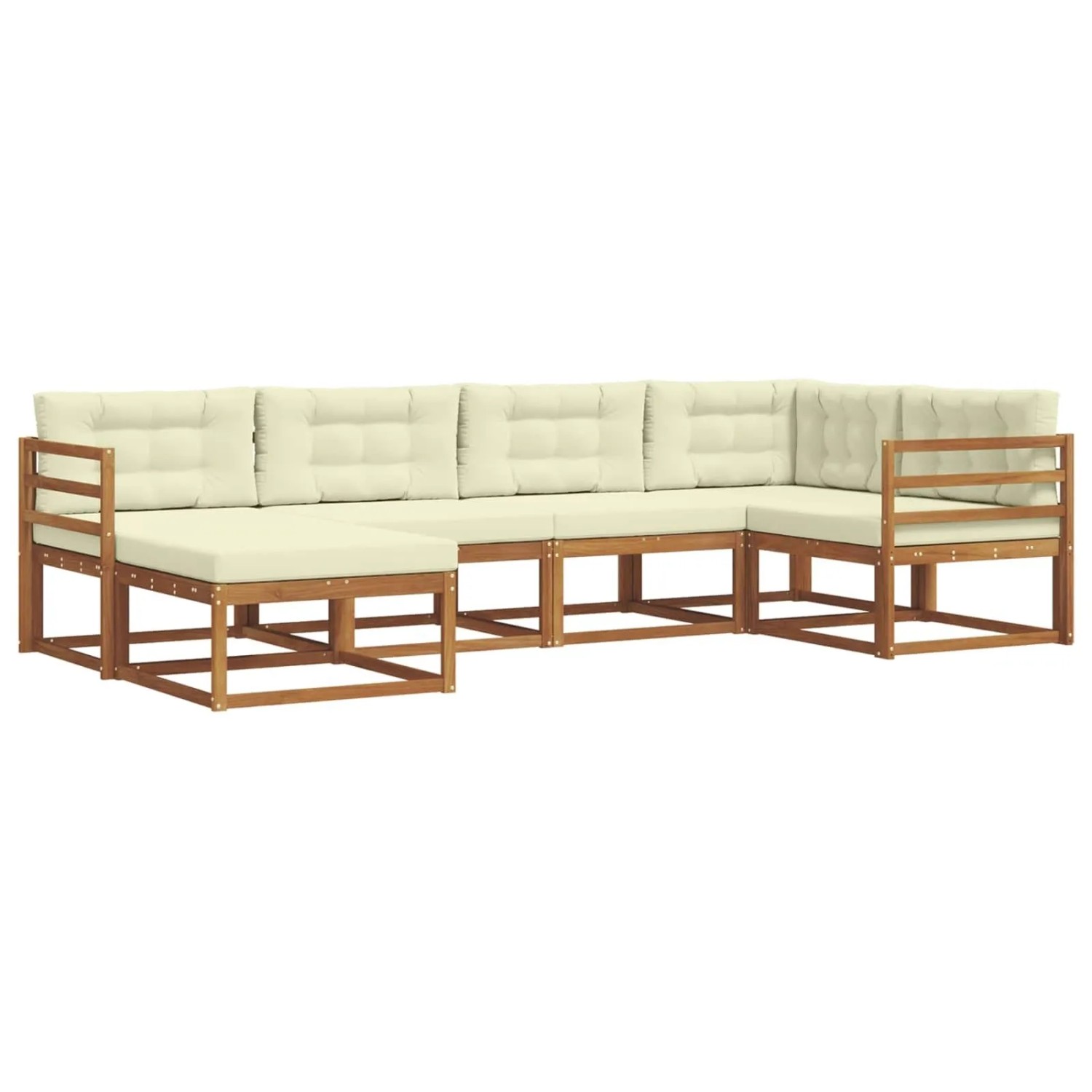 vidaXL Outdoor-Sofagarnitur mit Kissen 6-Tlg Natur und Creme 3367808