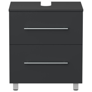 Posseik Waschtischunterschrank Mondial Universal 55 cm, Grafit mit zwei Schubladen und Füßen.