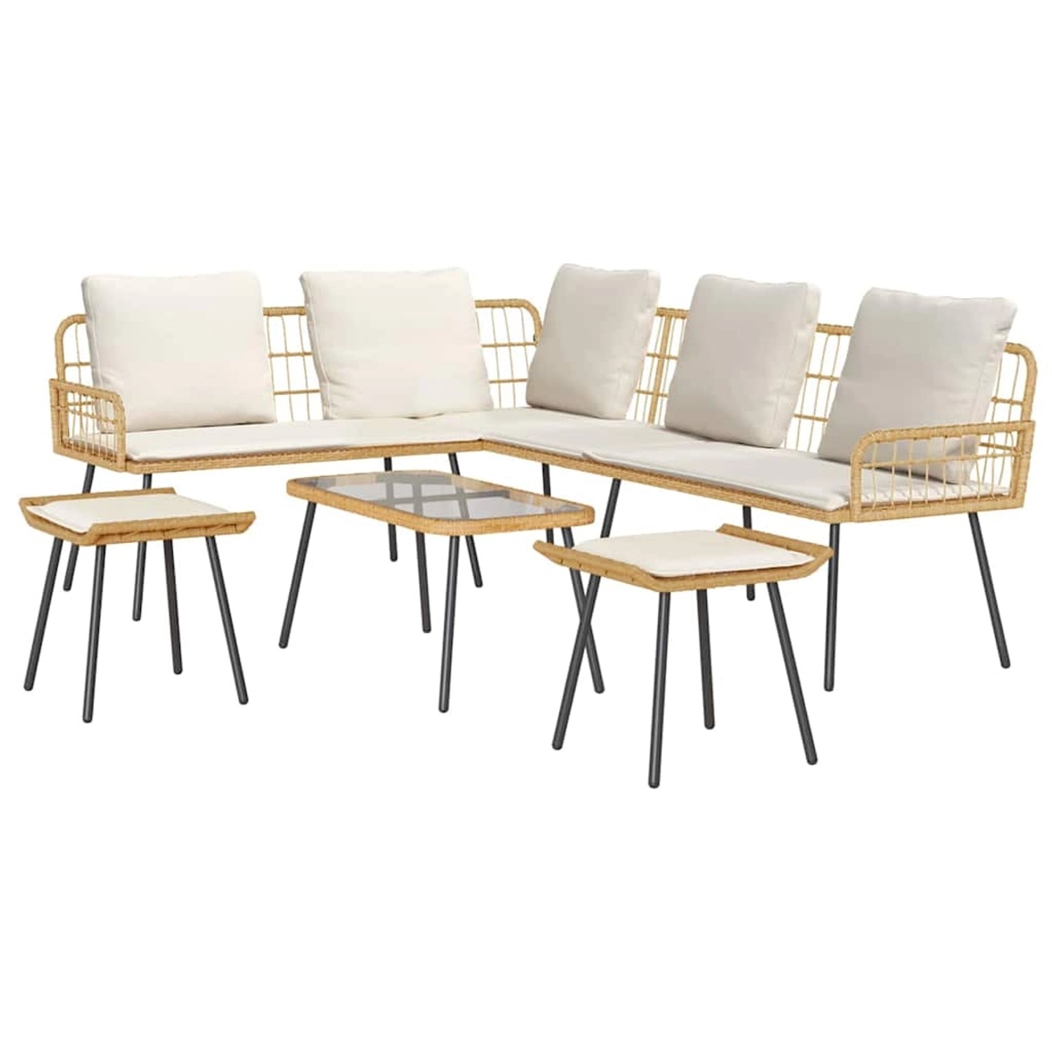 vidaXL Garten-Sofa-Set 4-Tlg Natur Poly Rattan 3328651 günstig online kaufen