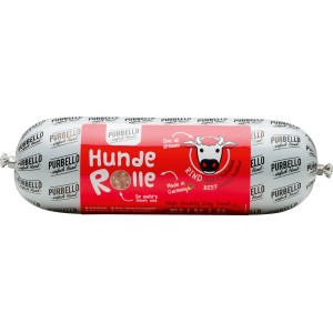 Purbello Hunderolle Rind, Apfel & Buchweizen, 800g. Nassfutter für Hunde mit hohem Fleischanteil.