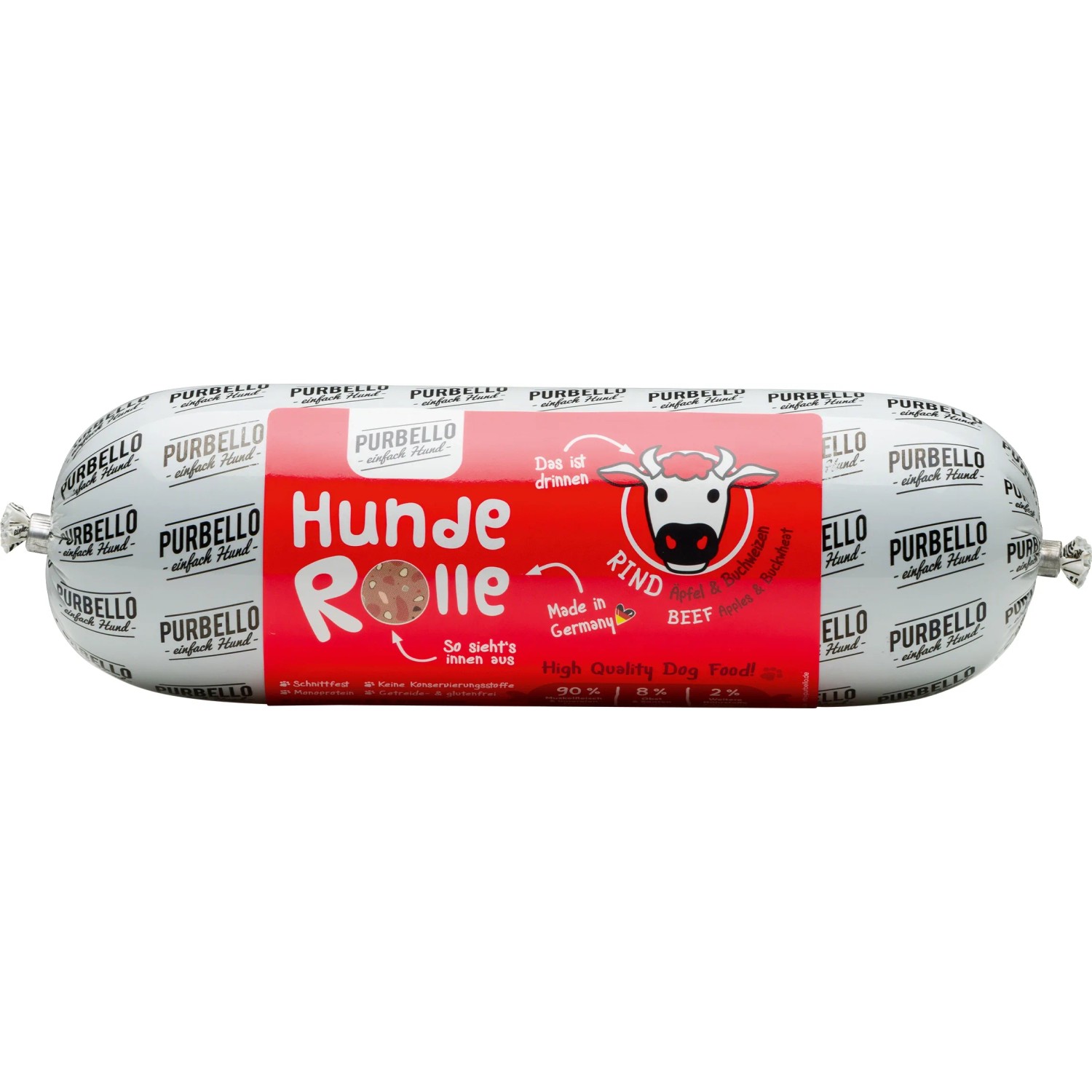 Purbello Hunderolle Rind mit Äpfeln/Buchweizen 800 g