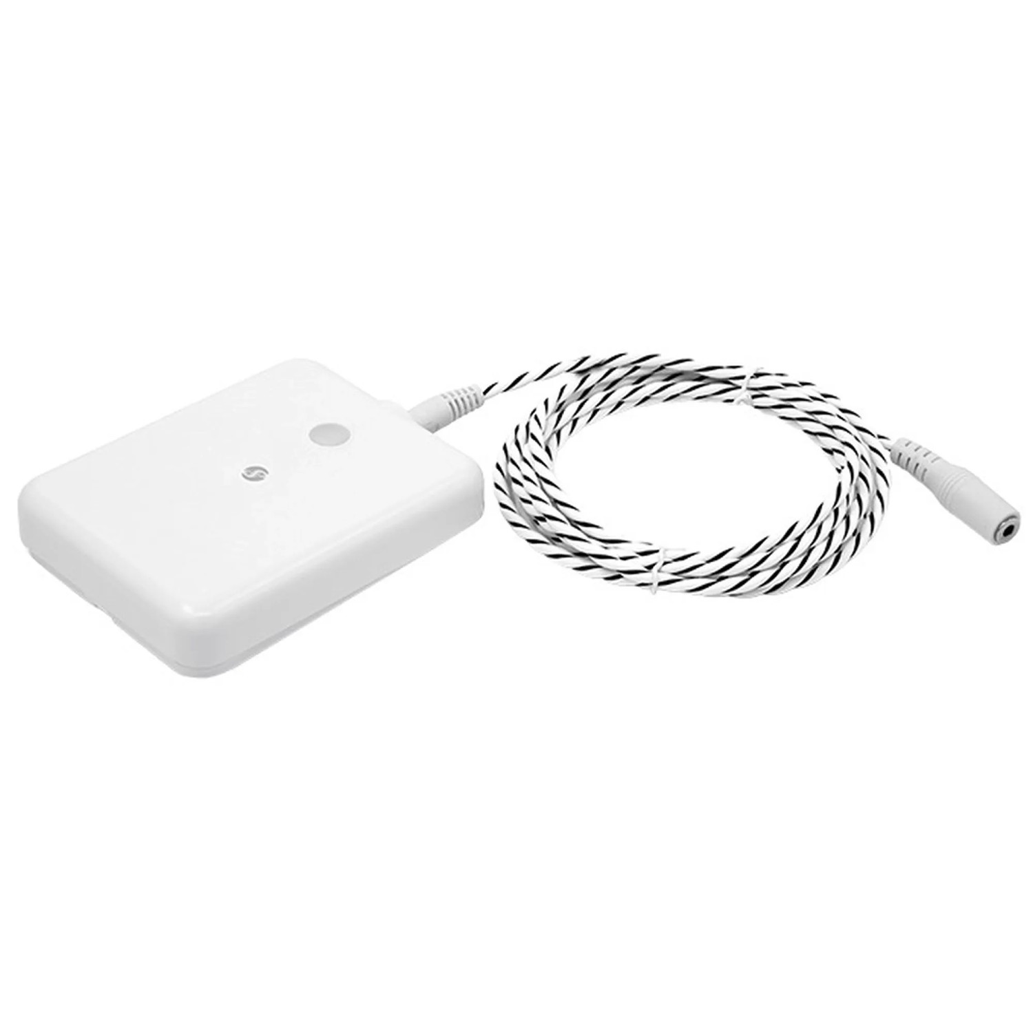 Shelly Wassersensor Flood Gen4 Weiß mit Leck-Sensorkabel für die Hausautomation.