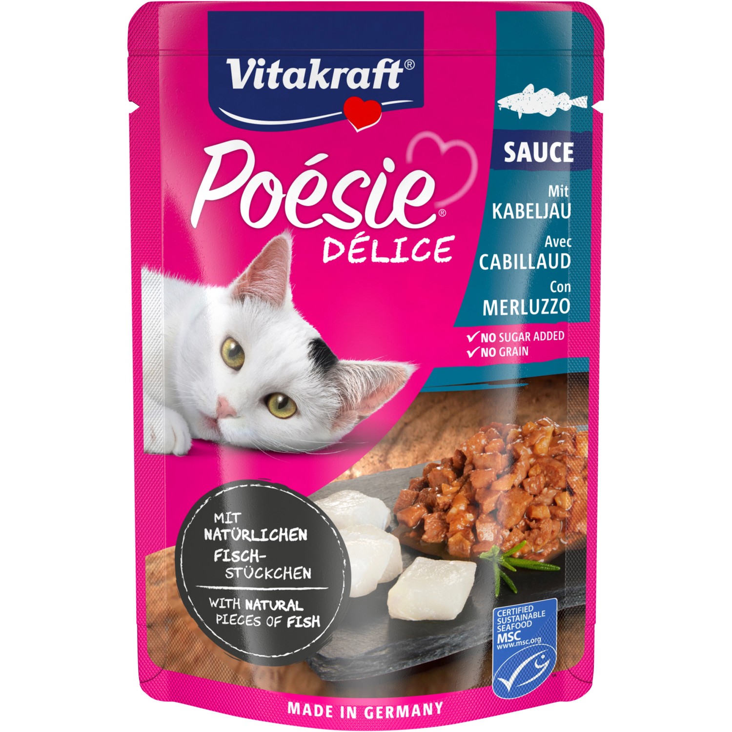 Vitakraft Poésie® Délice Kabeljau in Sauce MSC 85 g
