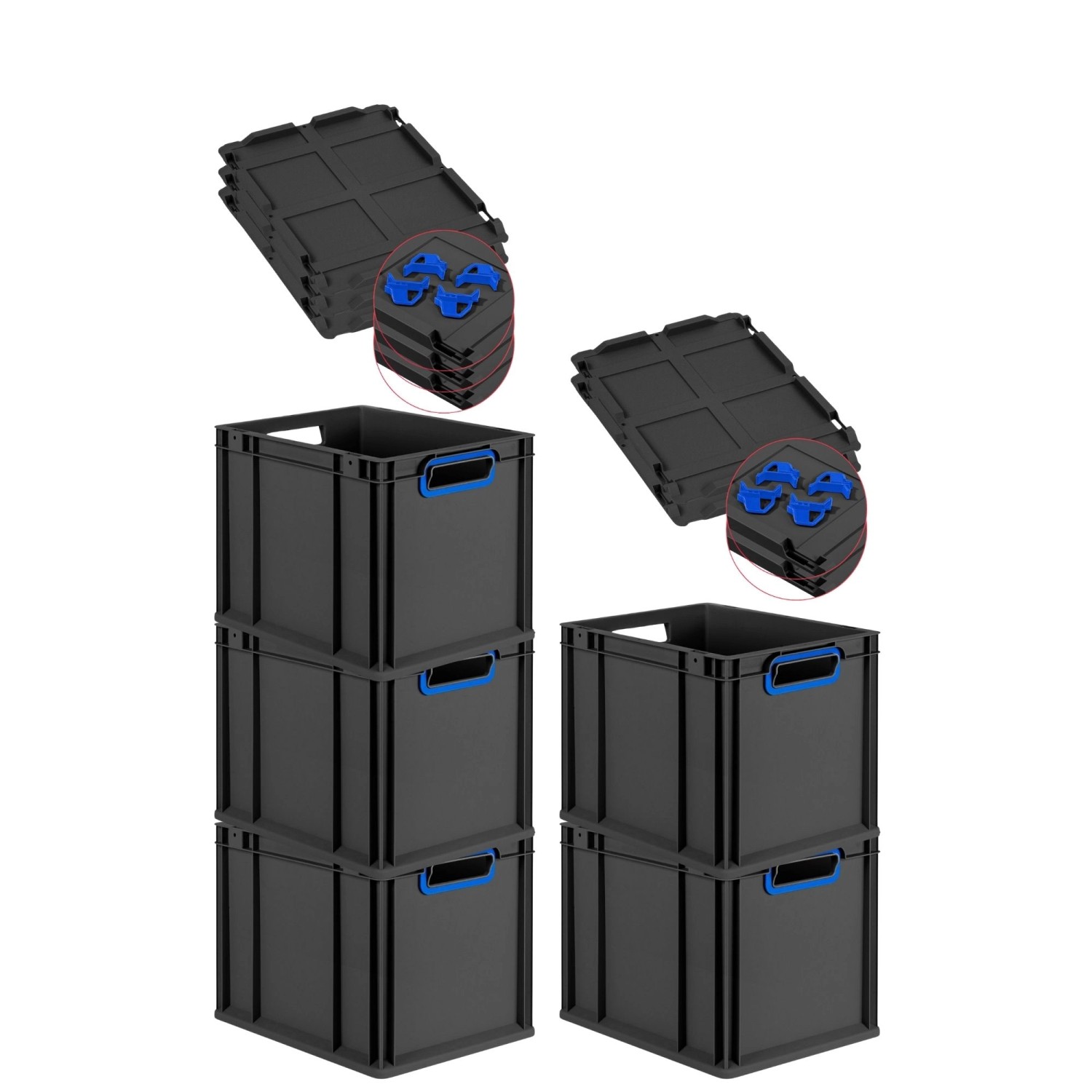 PROREGAL SparSet 5x Eurobox Nextgen Color Mit Auflagedeckel HxBxT 32x30x40c günstig online kaufen