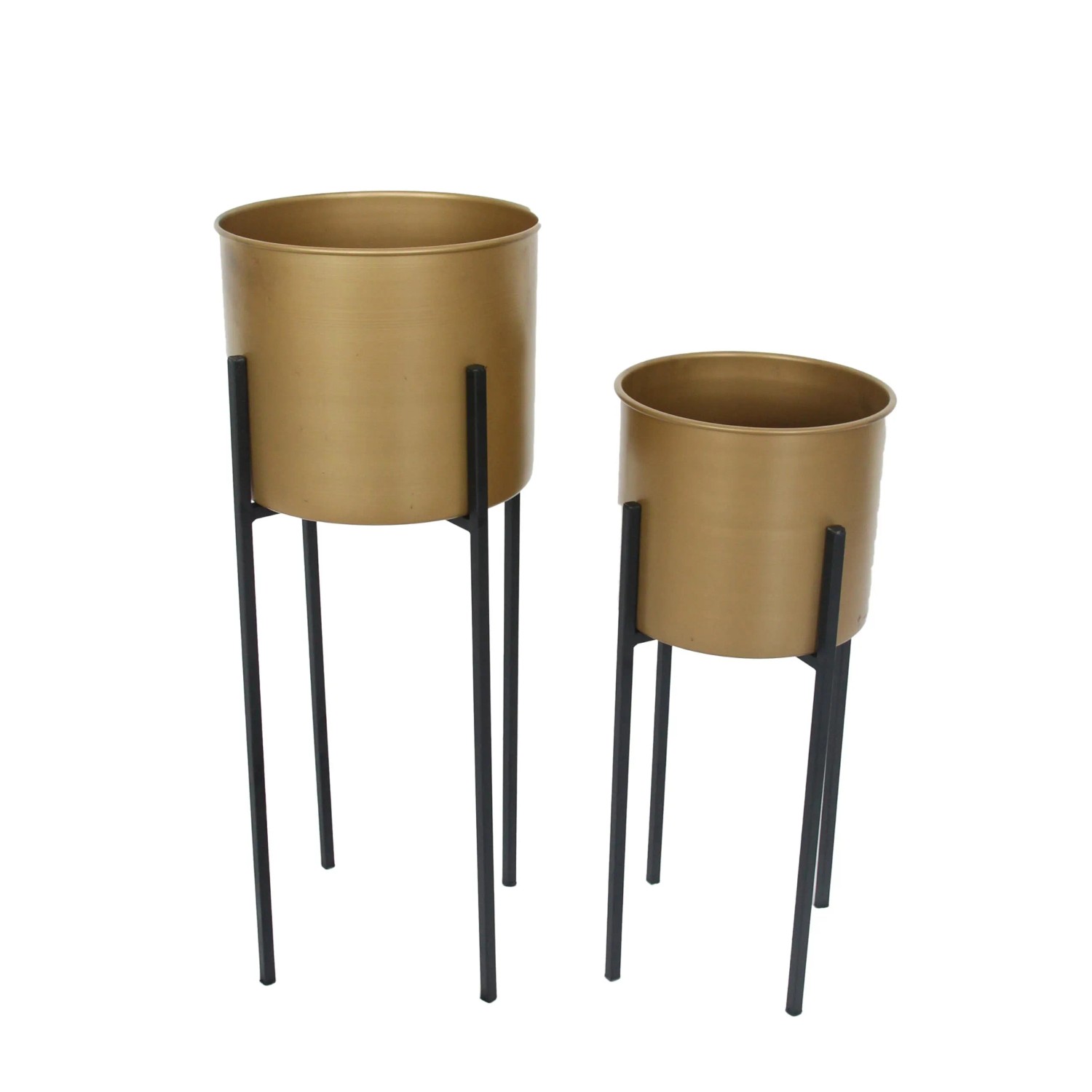 DELUKE Pflanzständer GUNNAR 2er Set Schwarz-Gold Eisen Blumenständer Topfhalter Planzen Dekoration Garten Balkon