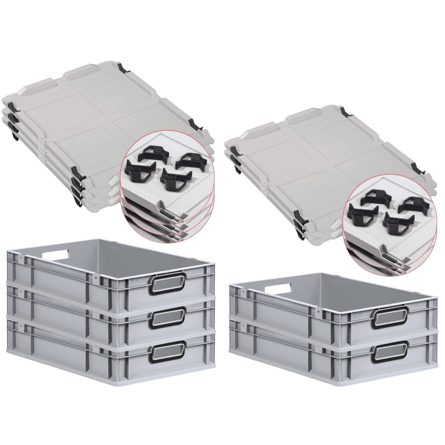 PROREGAL SparSet 5x Eurobox Nextgen Color Mit Auflagedeckel HxBxT 12x40x60c günstig online kaufen