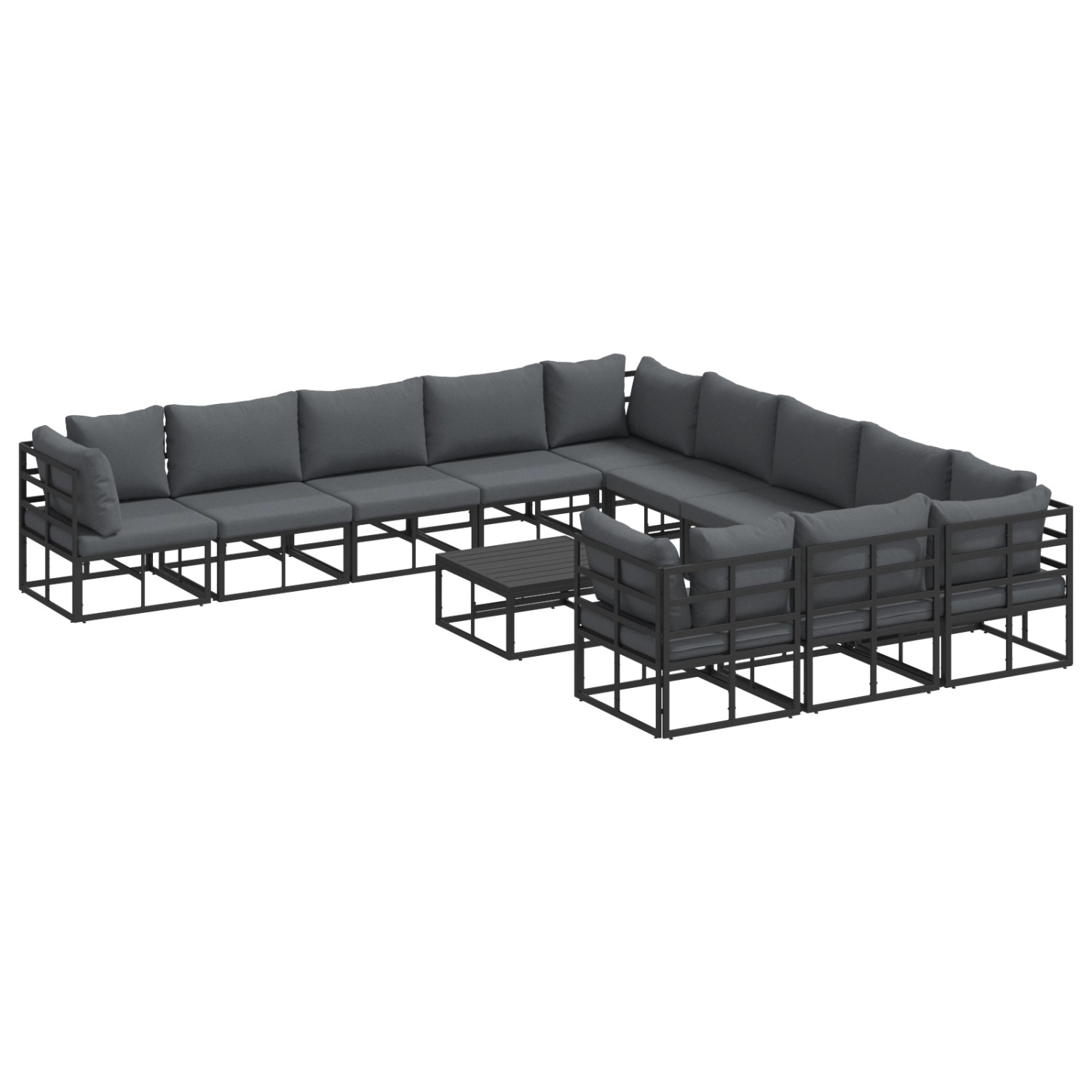 vidaXL Garten-Sofa-Set mit Kissen 12-Tlg Schwarz Aluminium 3378923 günstig online kaufen