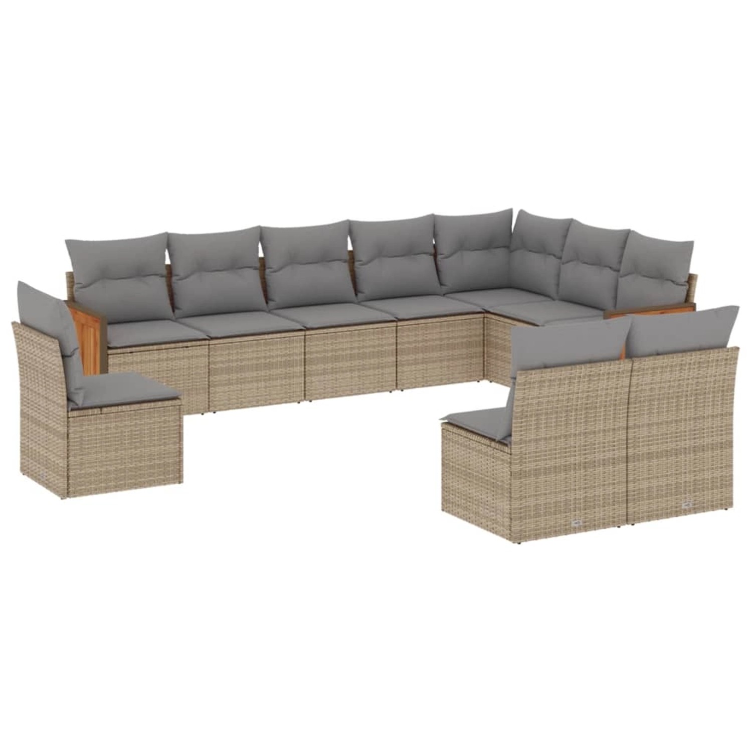 vidaXL 10-Tlg Garten-Sofagarnitur mit Kissen Beige Poly Rattan 3227753 günstig online kaufen