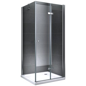 Duschkabine mit Klarglas, 100x195x100 cm, auf Duschwanne montiert. Komplettdusche für Ihr Bauprojekt.